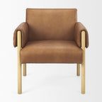 Set of Three 30" Brown Leather Arm Chair  Warm Home View