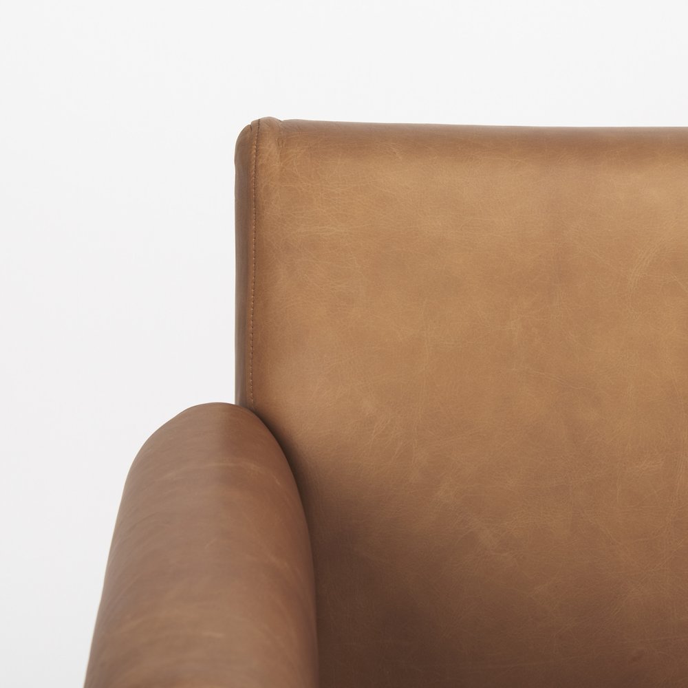 Set of Three 30" Brown Leather Arm Chair  Warm Home View