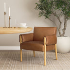 Set of Three 30" Brown Leather Arm Chair  Warm Home View