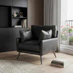Set of 11 33" Black Leather Arm Chair And Toss Pillow  Warm Home View