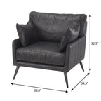 Set of 11 33" Black Leather Arm Chair And Toss Pillow  Warm Home View