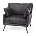 Set of 11 33" Black Leather Arm Chair And Toss Pillow  Warm Home View