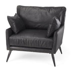 Set of 11 33" Black Leather Arm Chair And Toss Pillow  Warm Home View