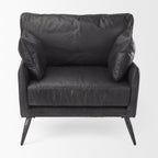 Set of 11 33" Black Leather Arm Chair And Toss Pillow  Warm Home View