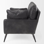 Set of 11 33" Black Leather Arm Chair And Toss Pillow  Warm Home View