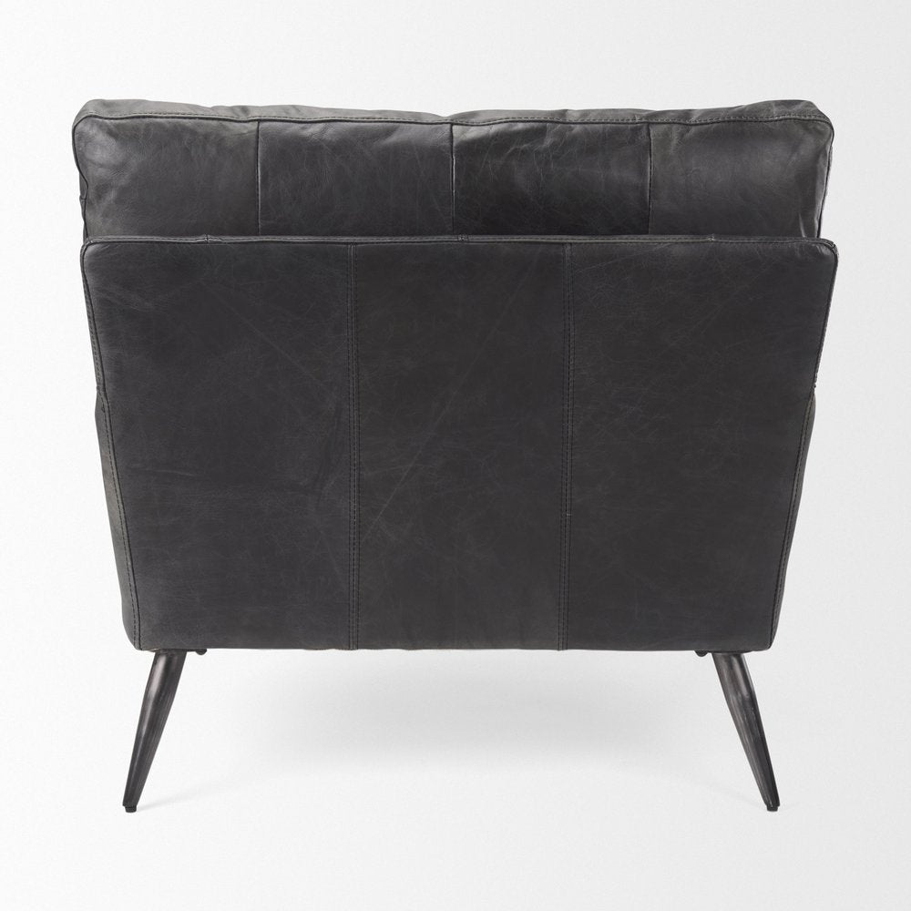 Set of 11 33" Black Leather Arm Chair And Toss Pillow  Warm Home View