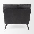 Set of 11 33" Black Leather Arm Chair And Toss Pillow  Warm Home View