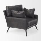 Set of 11 33" Black Leather Arm Chair And Toss Pillow  Warm Home View