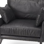 Set of 11 33" Black Leather Arm Chair And Toss Pillow  Warm Home View