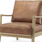 Set of Two 34" Brown Leather and Solid Wood Arm Chair  Warm Home View
