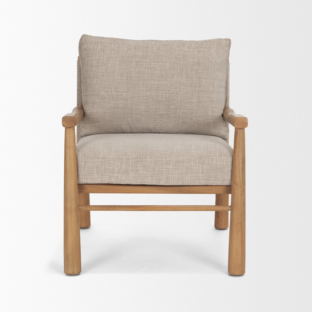 Set of Eight 30" Gray and Brown Fabric and Solid Wood Arm Chair  Warm Home View