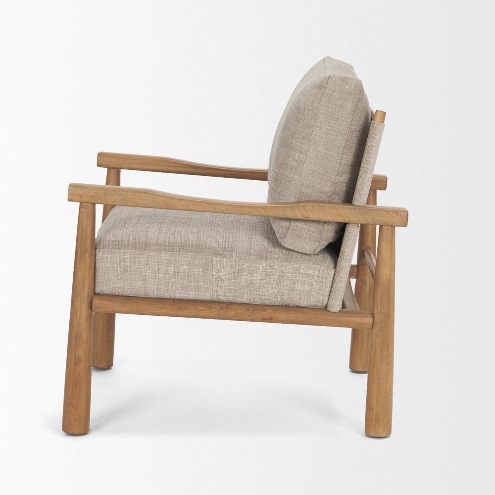 Set of Eight 30" Gray and Brown Fabric and Solid Wood Arm Chair  Warm Home View