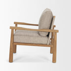 Set of Eight 30" Gray and Brown Fabric and Solid Wood Arm Chair  Warm Home View