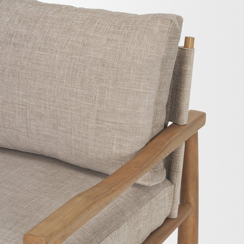 Set of Eight 30" Gray and Brown Fabric and Solid Wood Arm Chair  Warm Home View