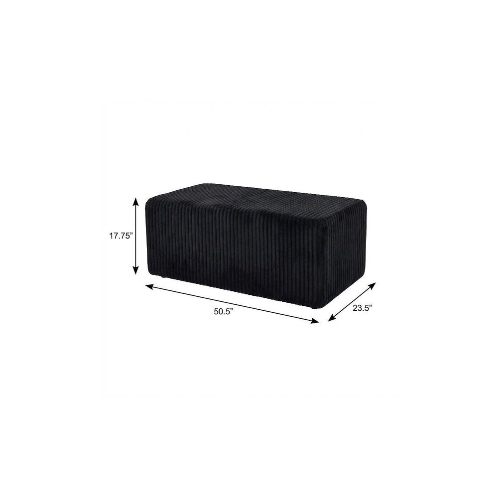 51" Black Corduroy Ottoman  Warm Home View