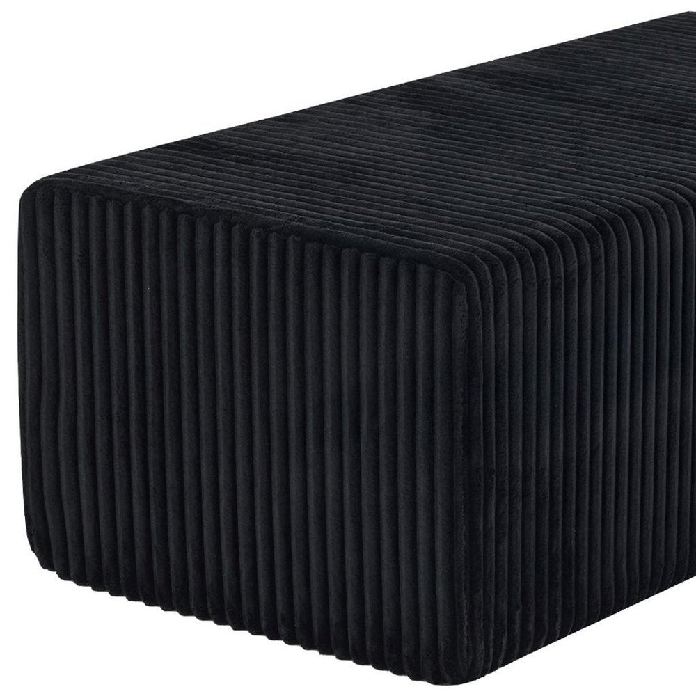 51" Black Corduroy Ottoman  Warm Home View