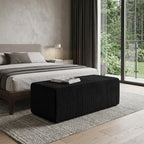 51" Black Corduroy Ottoman  Warm Home View