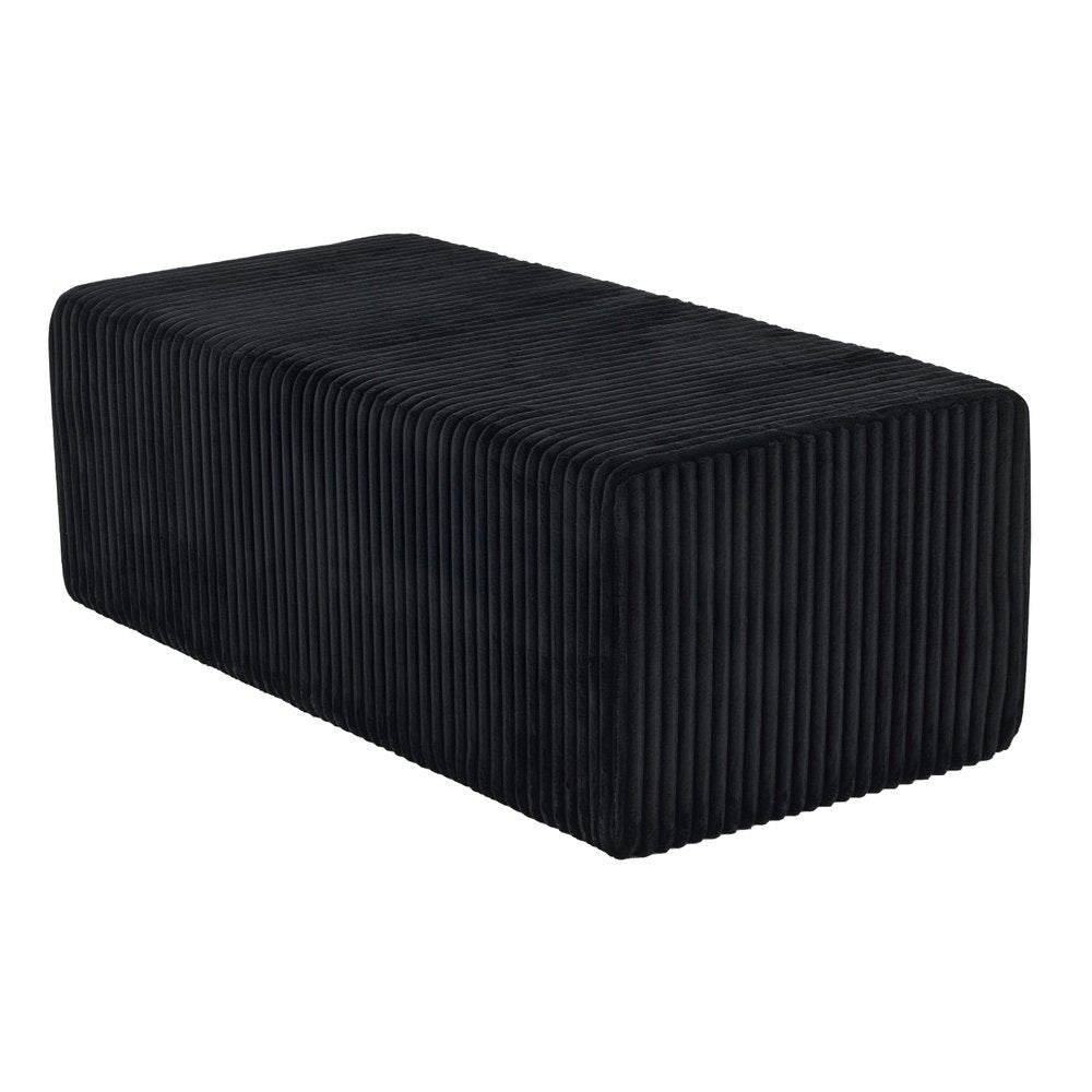 51" Black Corduroy Ottoman  Warm Home View