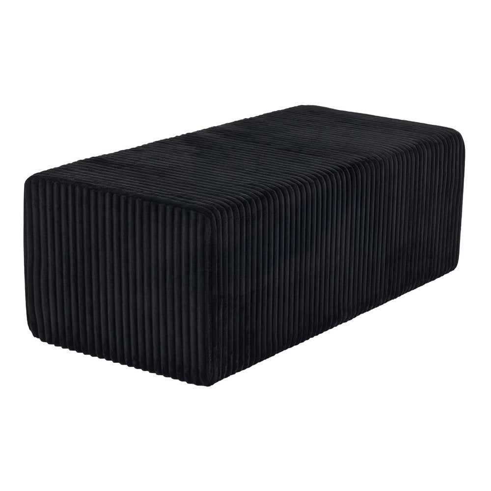 51" Black Corduroy Ottoman  Warm Home View