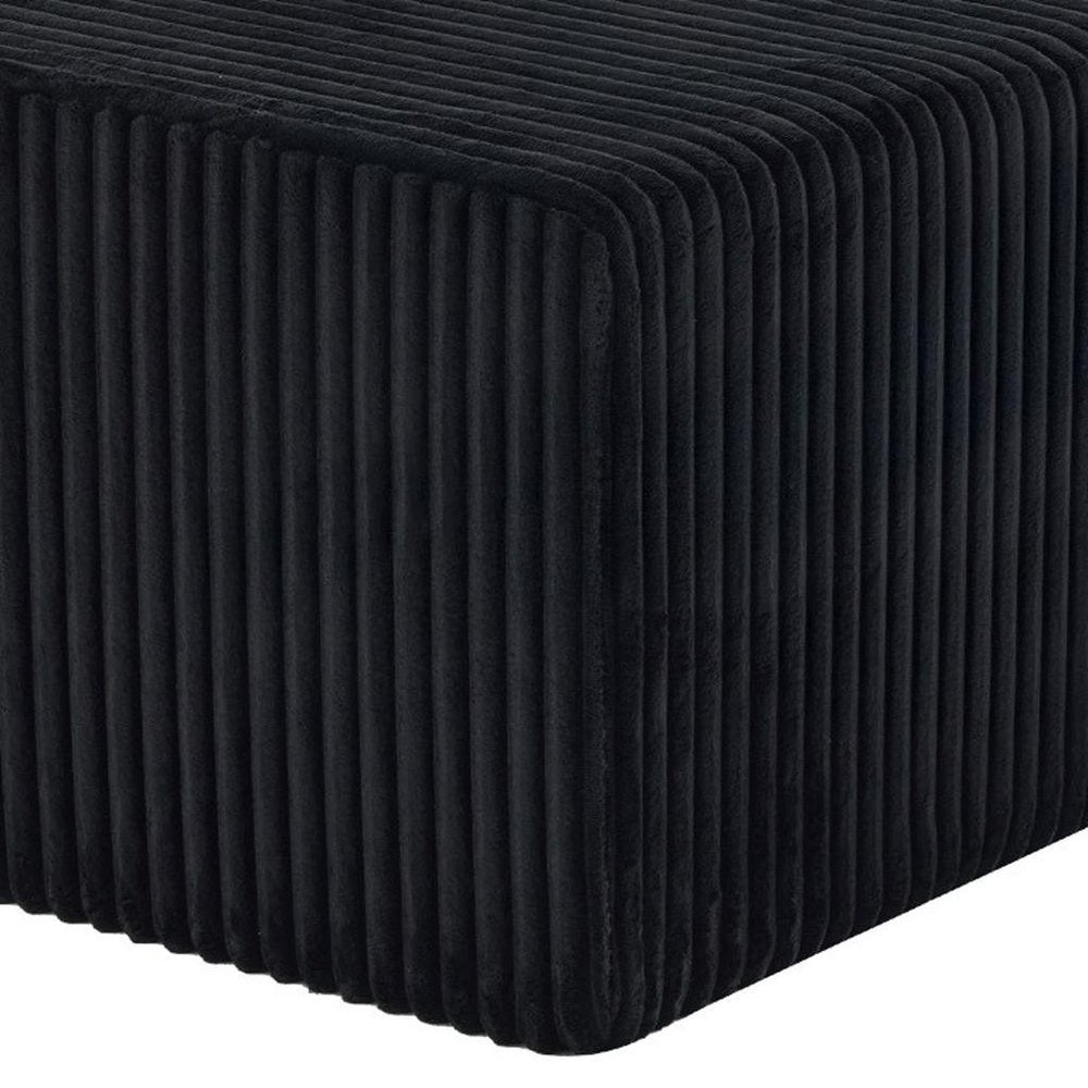 51" Black Corduroy Ottoman  Warm Home View