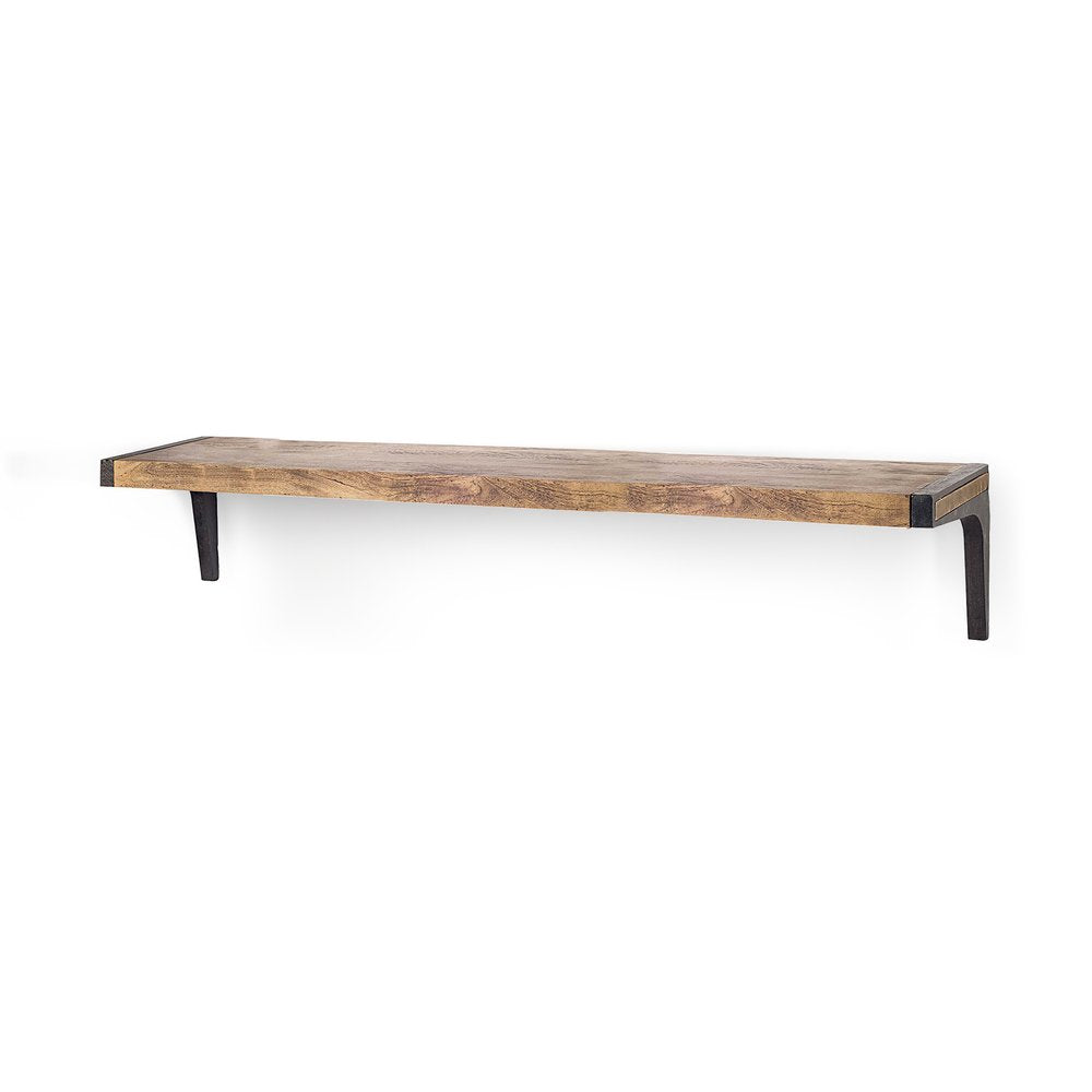 58" Brown Solid Wood Wall Mounted Accent Shelf  Warm Home View