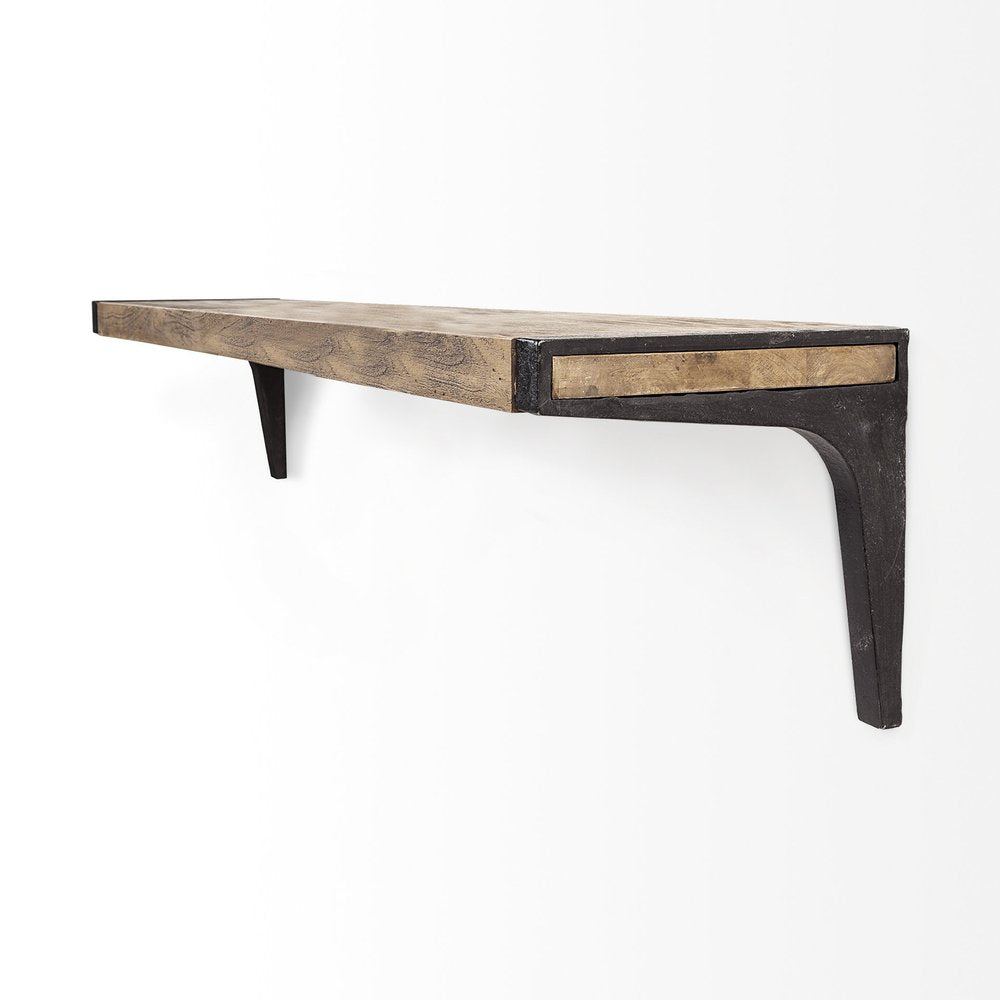 58" Brown Solid Wood Wall Mounted Accent Shelf  Warm Home View