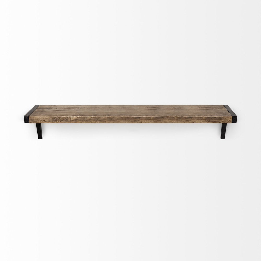 58" Brown Solid Wood Wall Mounted Accent Shelf  Warm Home View