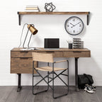 58" Brown Solid Wood Wall Mounted Accent Shelf  Warm Home View