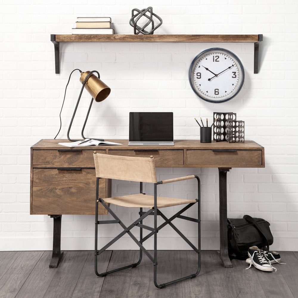 58" Brown Solid Wood Wall Mounted Accent Shelf  Warm Home View