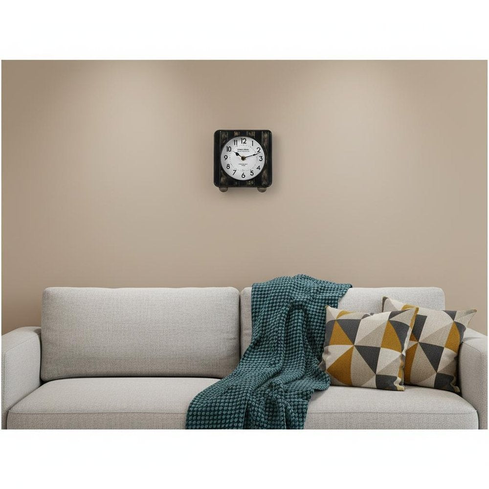 6" Black Metal Analog Round Wall Clock  Warm Home View