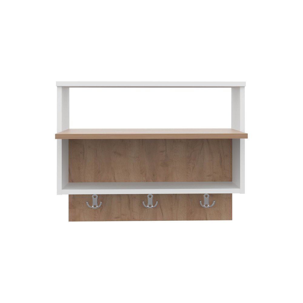 Set Of Three White Wood Wall Mounted Floating Shelf  Warm Home View