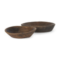 Set of Two Brown Solid Wood Round Centerpiece Bowl  Warm Home View