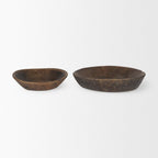 Set of Two Brown Solid Wood Round Centerpiece Bowl  Warm Home View