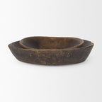 Set of Two Brown Solid Wood Round Centerpiece Bowl  Warm Home View