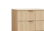 30" Natural Wood Ribbed Texture Three Drawer Nightstand With USB  Warm Home View