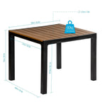 Plastic Square Outdoor Dining Table, Black, 1-Piece  Warm Home View