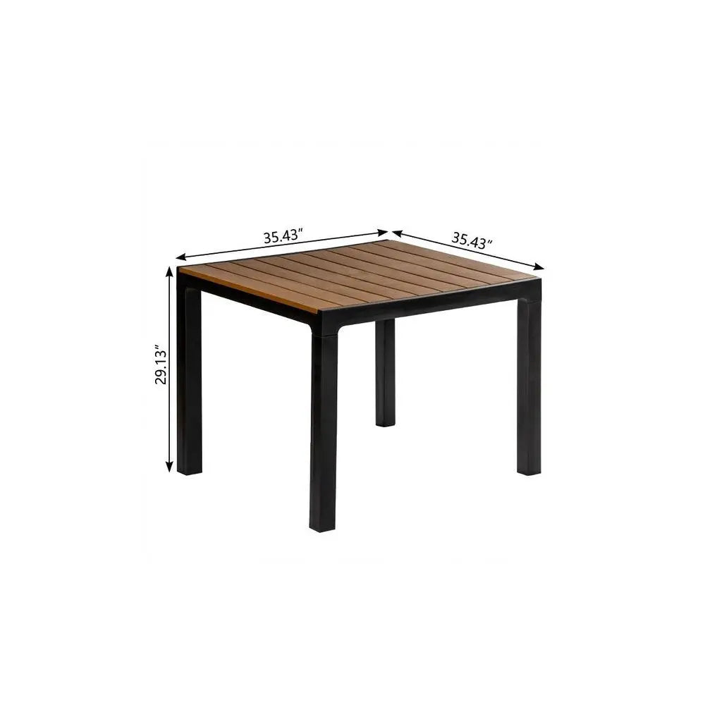 Plastic Square Outdoor Dining Table, Black, 1-Piece  Warm Home View