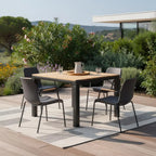 Plastic Square Outdoor Dining Table, Black, 1-Piece  Warm Home View