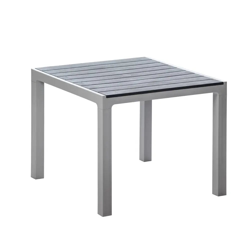 Plastic Square Outdoor Dining Table, Gray, 1-Piece  Warm Home View