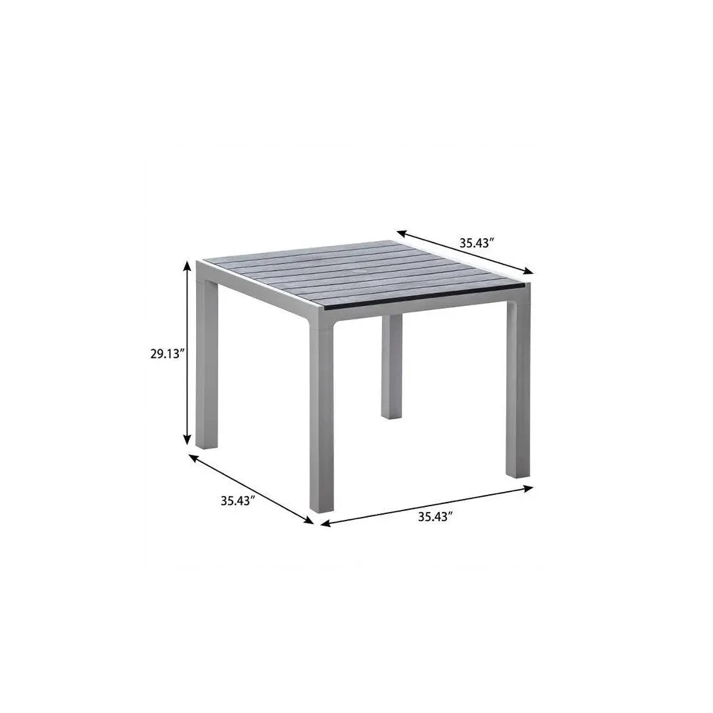 Plastic Square Outdoor Dining Table, Gray, 1-Piece  Warm Home View