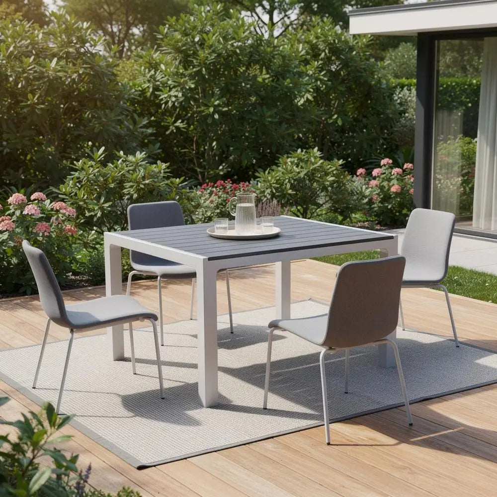 Plastic Square Outdoor Dining Table, Gray, 1-Piece  Warm Home View