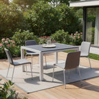 Plastic Square Outdoor Dining Table, Gray, 1-Piece  Warm Home View