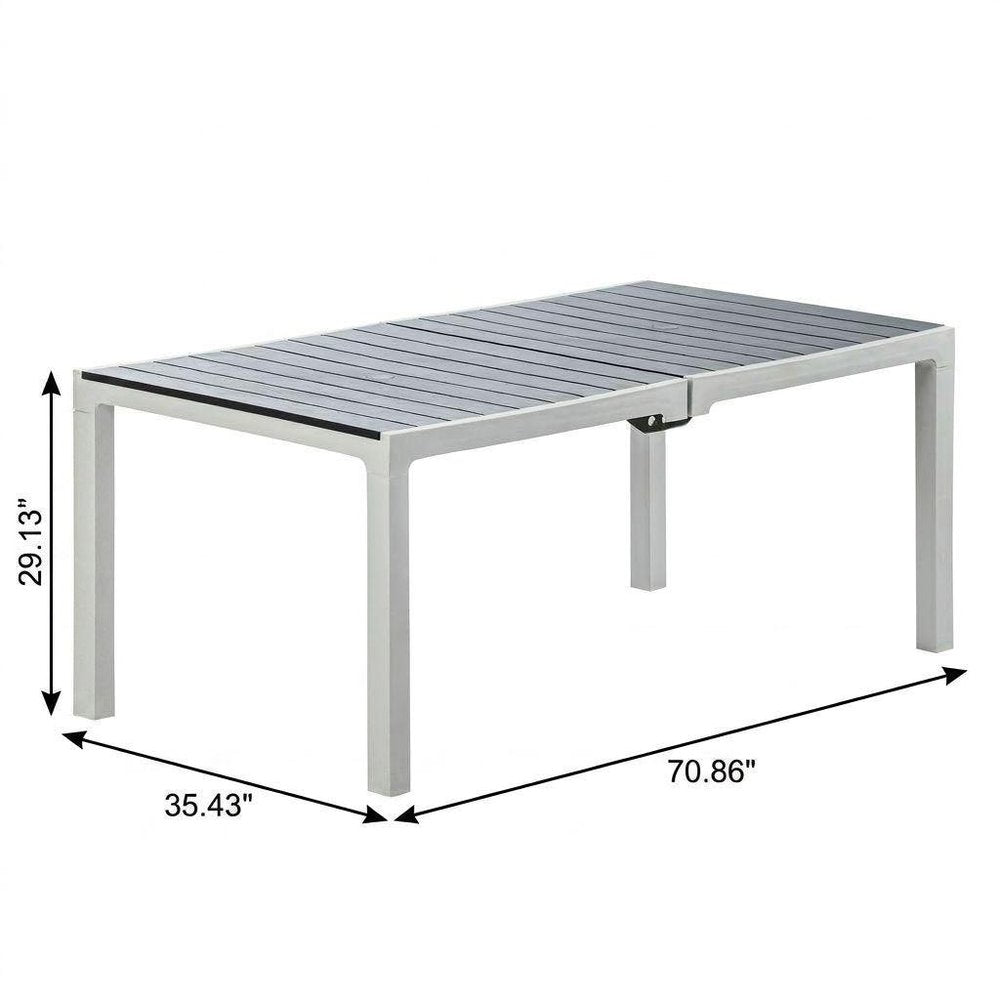 35" Gray Heavy Duty Plastic Folding Outdoor Dining Table with Umbrella Hole  Warm Home View