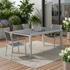 35" Gray Heavy Duty Plastic Folding Outdoor Dining Table with Umbrella Hole  Warm Home View
