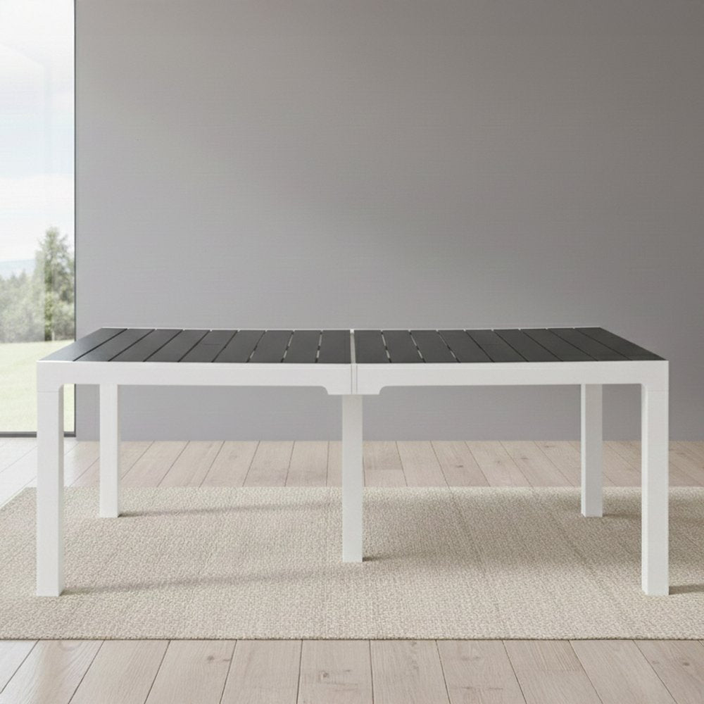 35" Gray Heavy Duty Plastic Folding Outdoor Dining Table with Umbrella Hole  Warm Home View