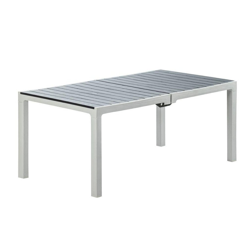 35" Gray Heavy Duty Plastic Folding Outdoor Dining Table with Umbrella Hole  Warm Home View