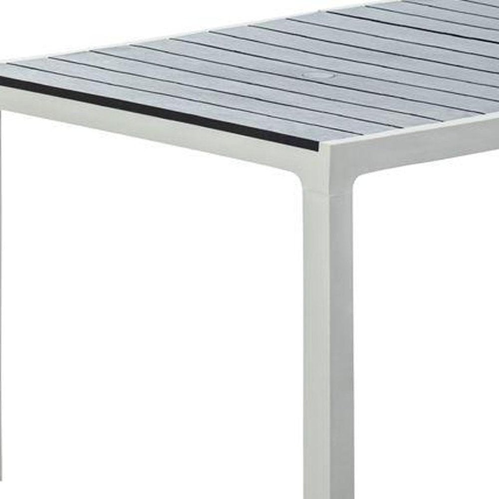35" Gray Heavy Duty Plastic Folding Outdoor Dining Table with Umbrella Hole  Warm Home View