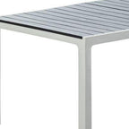 35" Gray Heavy Duty Plastic Folding Outdoor Dining Table with Umbrella Hole  Warm Home View
