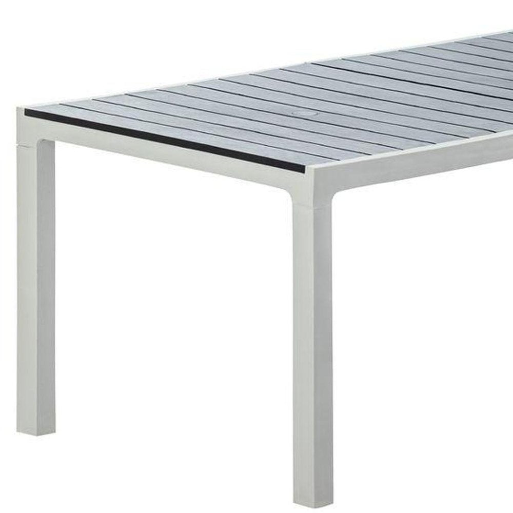35" Gray Heavy Duty Plastic Folding Outdoor Dining Table with Umbrella Hole  Warm Home View