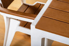 Set of Four White Textured Heavy Duty Plastic Outdoor Stacking Arm Chairs  Warm Home View